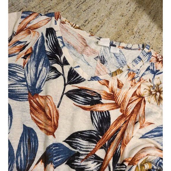 Lot of 2 Womens Plus Size 2X 100% Linen T shirts Stripe Floral - Picture 16 of 16